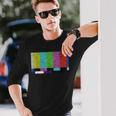 ヴィンテージテレビテストパターンカラーバー グラフィックデザインプレゼント 長袖Tシャツ 彼への贈り物