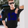ヴィンテージナンバー 13 スポーツブルー代表チームナンバー 13 長袖Tシャツ 彼への贈り物
