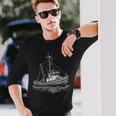 ヴィンテージ漁船 海 レトロ 船 漁師 イラスト 長袖Tシャツ 彼への贈り物