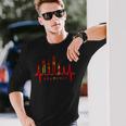 上海スカイライン ハートビート 中国 上海大好きi Lovehanghai China 長袖Tシャツ 彼への贈り物