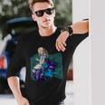 不思議の国のアリス グランジ パープルティール スチームパンク 長袖Tシャツ 彼への贈り物