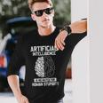 人工知能マッチ 人間の愚かさ Ai Tech ジョーク 長袖Tシャツ 彼への贈り物