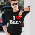 卵が大好き I ハートの卵 長袖Tシャツ 彼への贈り物