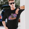 宇宙の猫とピザ 長袖Tシャツ 彼への贈り物