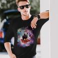 宇宙猫乗馬ユニコーン ラマ ベーコン&タコス 長袖Tシャツ 彼への贈り物