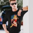 愛国的なヴィンテージセクシーピンナップガール 長袖Tシャツ 彼への贈り物