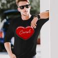 手描きのハートキャロル ファーストネーム ハート I Love Carol 長袖Tシャツ 彼への贈り物