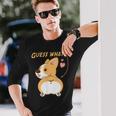推測？コーギーお尻面白いウェールズコーギー 長袖Tシャツ 彼への贈り物