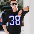数字 38 Thirty Eight スポーツジャージ ホワイト ブルー 誕生日年齢 長袖Tシャツ 彼への贈り物