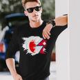 日本とネパールのdna遺産フラッグ 長袖Tシャツ 彼への贈り物