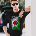 日本とブラジルの国旗 日本ブラジル人 長袖Tシャツ 彼への贈り物