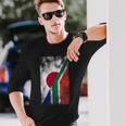日本と南アフリカの国旗 日本の南アフリカ共和国 長袖Tシャツ 彼への贈り物