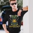 日本の侍 パイナップル戦士 浮世先生サムライ 長袖Tシャツ 彼への贈り物