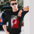 日本チュニジア国旗 日本のチュニジア。 長袖Tシャツ 彼への贈り物