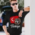 激しいトルコのオオカミと国旗 長袖Tシャツ 彼への贈り物