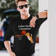 猫ダンク チャンピオン バスケットボールを踊る猫 長袖Tシャツ 彼への贈り物