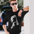 真珠のイヤリング ターバン ヨハネス・フェルメール モノクロの少女 長袖Tシャツ 彼への贈り物