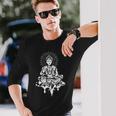 瞑想的な蓮の置物 スピリチュアルな禅ファンタジーデザイン 長袖Tシャツ 彼への贈り物