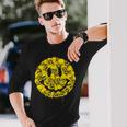 笑顔 顔 絵文字 パンクロック スカル ゴシック ボーンズ 長袖Tシャツ 彼への贈り物