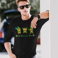 聖パトリックデー ピクセルアート ドット絵 レトロゲーム プレゼント ダブダンス 乾杯 万歳 長袖Tシャツ 彼への贈り物
