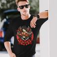 芸者 日本の鬼のお面 妖怪 侍 刀 カタナ 刀 長袖Tシャツ 彼への贈り物