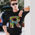 英文字 R アルファベット R 名前 イニシャル モノグラム シャツ 長袖Tシャツ 彼への贈り物