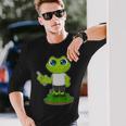 蛙 美容師 はさみ 長袖Tシャツ 彼への贈り物