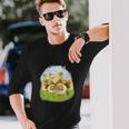 蝶 ひよこ 蝶 かわいい鶏 長袖Tシャツ 彼への贈り物