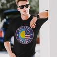 誇り高きパラオ・アメリカン・バッジ パラオ国旗 長袖Tシャツ 彼への贈り物