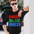 赤青緑色 長袖Tシャツ 彼への贈り物