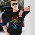 邪眼 呪い 保護 ハムサの手、目を見る邪眼 長袖Tシャツ 彼への贈り物