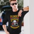 配管レンチクールビンテージスカル配管工 長袖Tシャツ 彼への贈り物