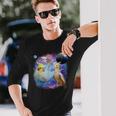 銀河を飛んでいる面白いオカメインコ オカメインコ 長袖Tシャツ 彼への贈り物