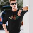 雄鶏と鶏のグループ 農業 農家 面白い 鶏 長袖Tシャツ 彼への贈り物