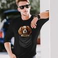 面白いtシャツ キャバリア 胸 ポケット イヌ わんこ メンズ 犬好き グッズ おもしろ 面白い 服 ネタ 長袖tシャツ 長袖Tシャツ 彼への贈り物