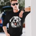 面白いグレート ピレニーズの顔の犬のグラフィック デザイン 長袖Tシャツ 彼への贈り物