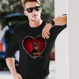 面白いミニチュアピンシャーハート ミニピン 恋人へのギフト 長袖Tシャツ 彼への贈り物