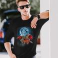 面白いヤドカリシャツ 月に吠えるカニ柄 長袖Tシャツ 彼への贈り物