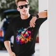 鮮やかなコントラバス アートワーク 長袖Tシャツ 彼への贈り物