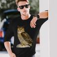 鳥 面白いtシャツ フクロウ ミミズク バードウォッチング 服 メンズ おもしろ グッズ 面白い おしゃれ 長袖Tシャツ 彼への贈り物