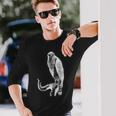 黒い線画 鷹 鳥獣戯画 長袖Tシャツ 彼への贈り物