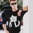 黒猫と白猫 長袖Tシャツ 彼への贈り物