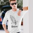 Albrecht Dürer Durer クリスチャンアート 祈りの手 ホワイト 長袖Tシャツ 彼への贈り物