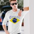 Brazilian Flag Colors National Brazil Brasil 長袖Tシャツ 彼への贈り物
