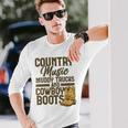 Country Music マディトラックとカウボーイブーツ ウェスタンusa 長袖Tシャツ 彼への贈り物