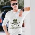Evil Old Man 迷彩スカルバックプリント 長袖Tシャツ 彼への贈り物
