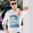 Glitschika s ニコラ・テスライラストtシャツ 長袖Tシャツ 彼への贈り物