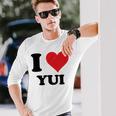 I Heart Yui ファーストネーム I Love パーソナライズ 長袖Tシャツ 彼への贈り物