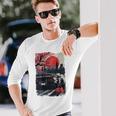Jdm ドリフトレーシングカー 日本桜アート 背面 長袖Tシャツ 彼への贈り物