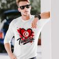I Love Tunisia 旅行旗 ハート ツーリスト バケーション デザイン 長袖Tシャツ 彼への贈り物